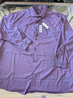 Henri Christian Men’s Purple Check Dress Shirt